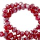Abalorios de vidrio rondelle Facetados 4x3mm - Light siam red-pearl shine coating